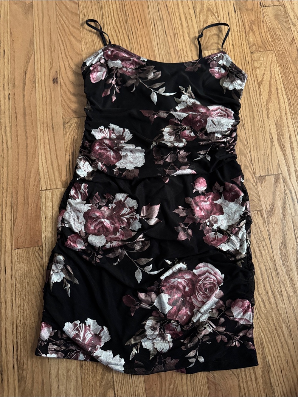 Windsor Black Mini Dress with Rose Print